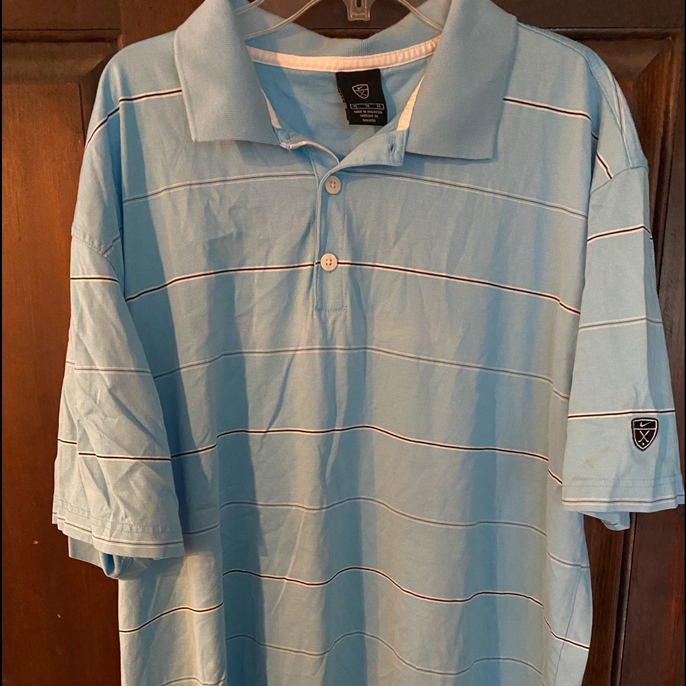 Nike light blue golf polo striped xl
